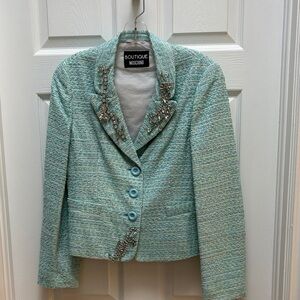 Moschino Mint Green Blazer with Embellishments